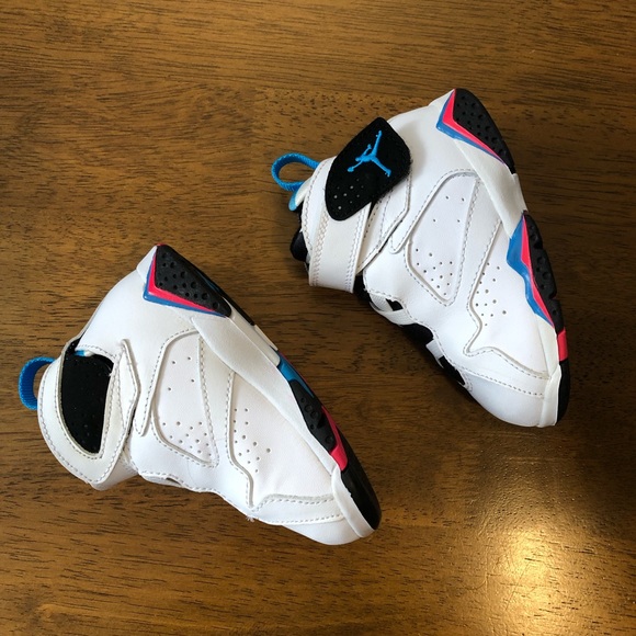 Baby Air Jordan VII 7 Retro White Orion Blue Black Infrared Red - Picture 6 of 11